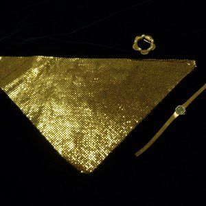 MESH VINTAGE GOLDTONE MESH COLLAR WATCH & PIN LOT